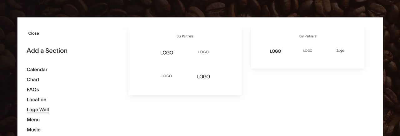 Squarespace Logo Wall section Screenshot