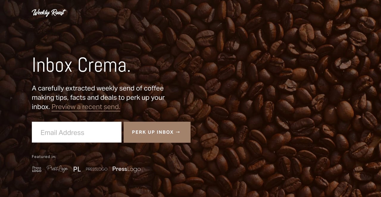 Newsletter landing page campaign link added to introduction Screenshot