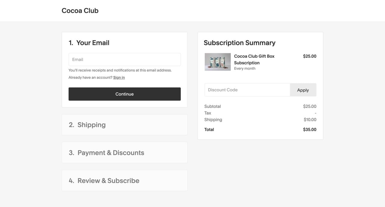Squarespace Checkout Process Screenshot