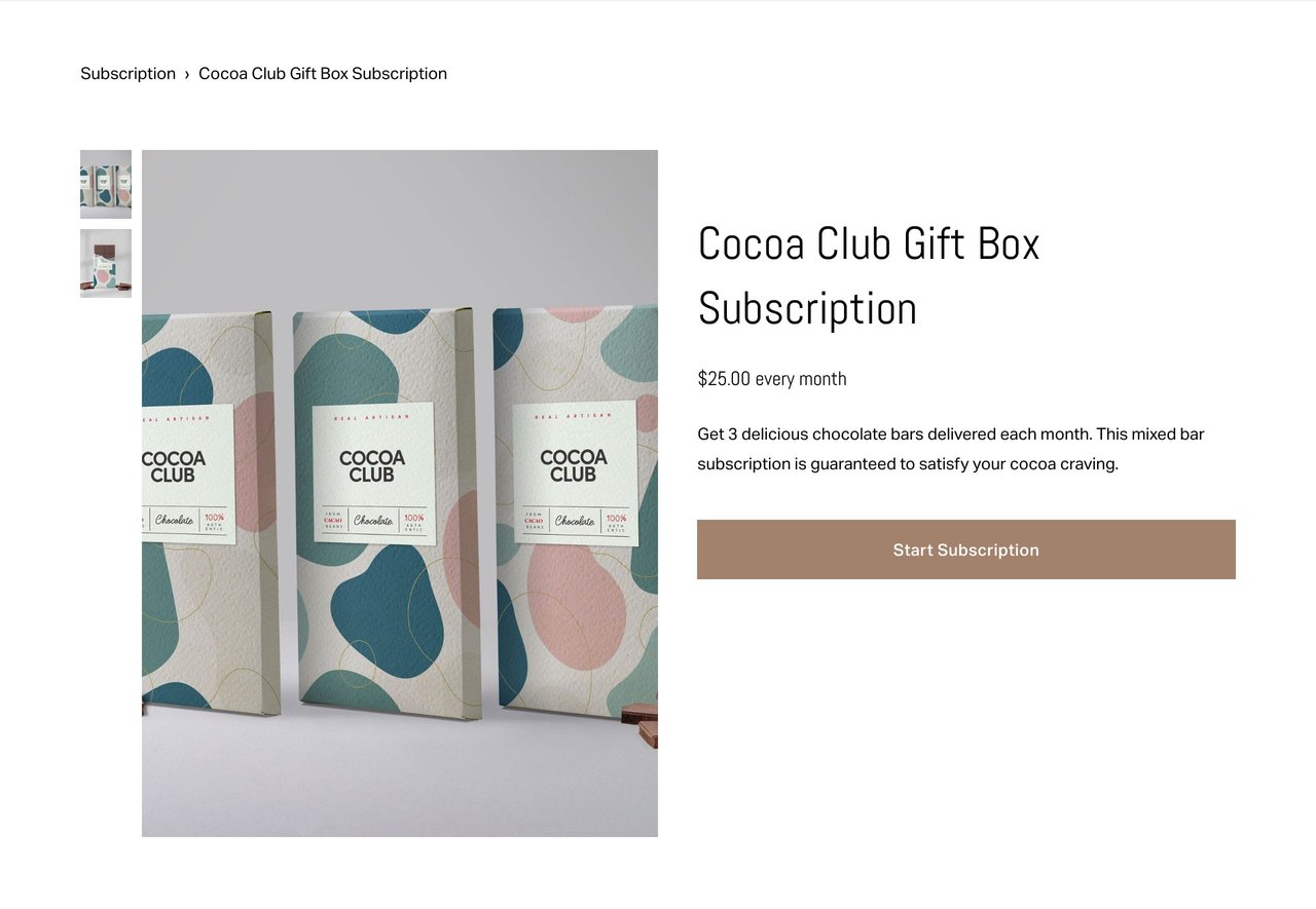 Squarespace Physical Subscription Product  Screenshot