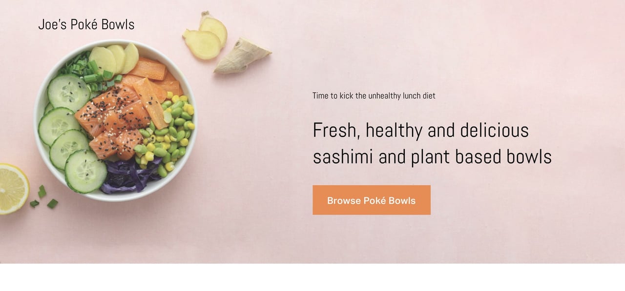 Squarespace restaurant website full width background image and orange link color scheme Screenshot