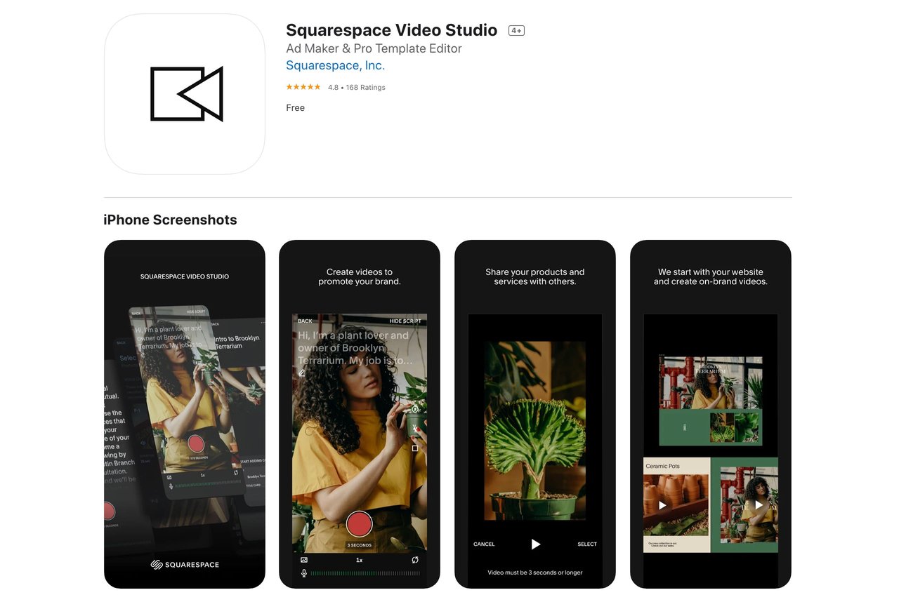 Squarespace Video Studio on the App Store Screenshot