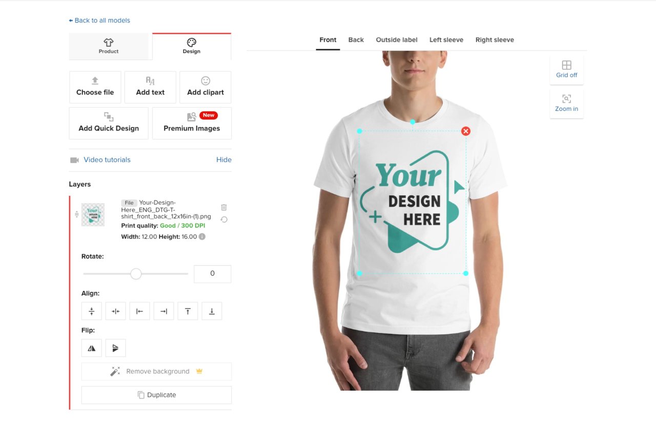 Printful customization preview Screenshot