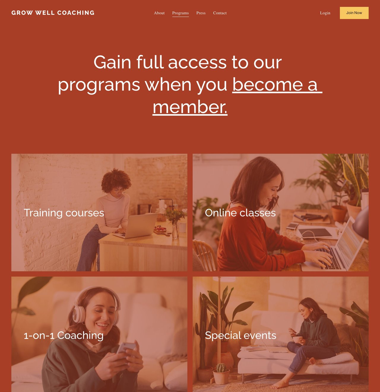 Squarespace Grow Well Template Screenshot