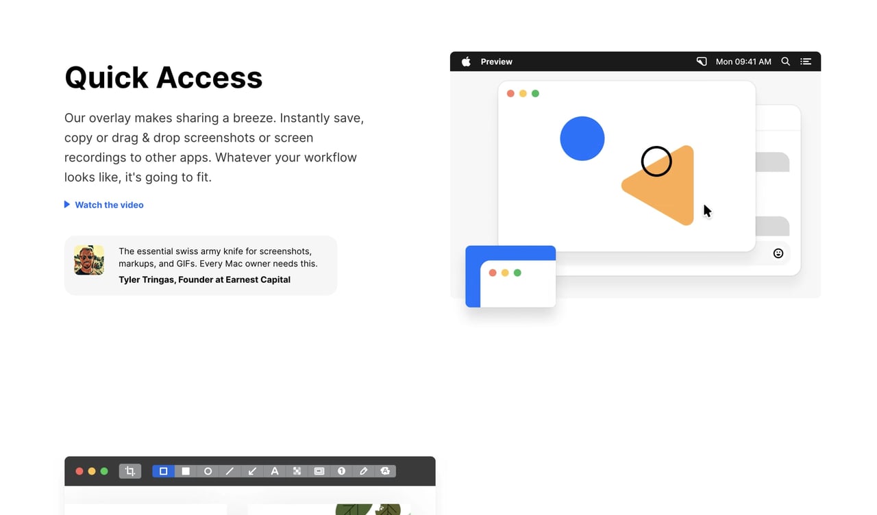 CleanShot X feature section testimonial Screenshot
