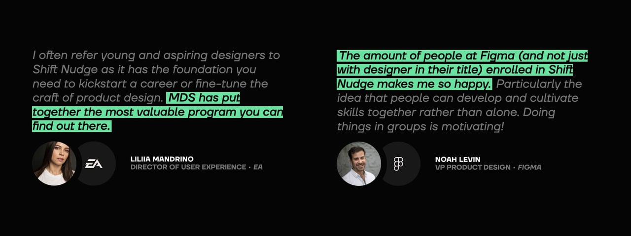 ShiftNudge testimonials with customer details Screenshot