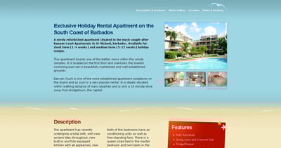Barbados Holiday Rental Apartment Website Screenshot