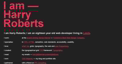 I am Harry Roberts Website Screenshot