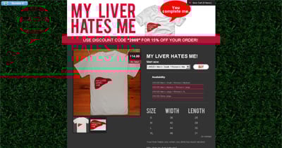 My Liver Hates Me Website Screenshot