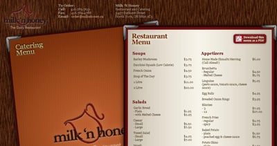 Milk ‘n Honey Website Screenshot
