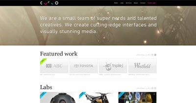 Curio Productions Website Screenshot