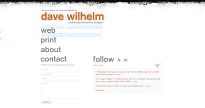 Dave Wilhelm Website Screenshot