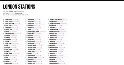 London Stations Website Screenshot
