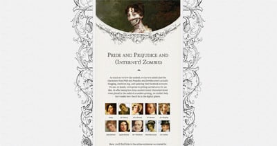 Pride and Prejudice and (Internet) Zombies Website Screenshot