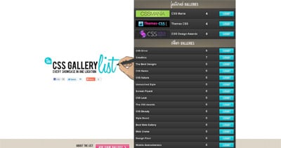 The CSS Gallery List Website Screenshot