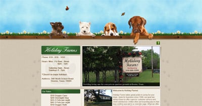 Holiday Farms Website Screenshot