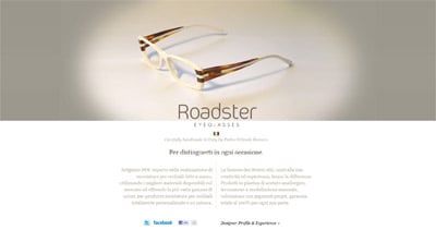 Roadster Eyeglasses Website Screenshot