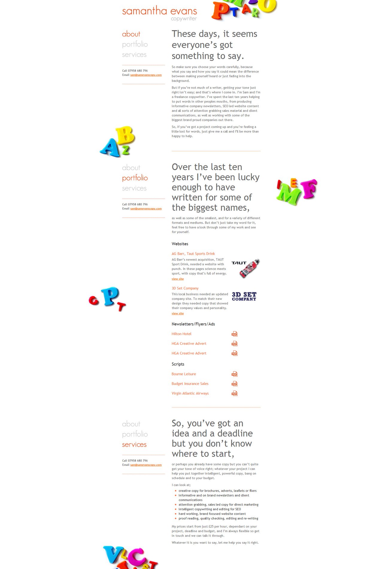 Samantha Evans Website Screenshot