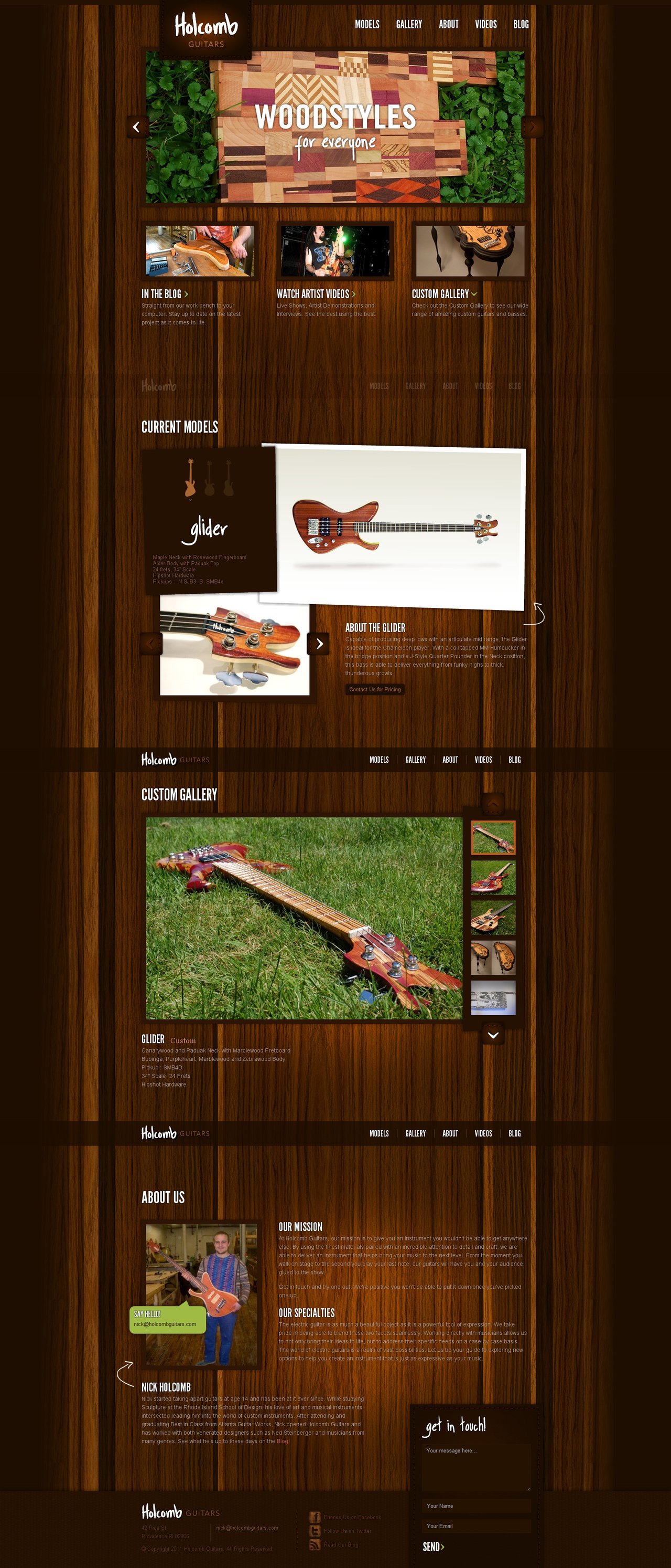 Holcomb Guitars Website Screenshot