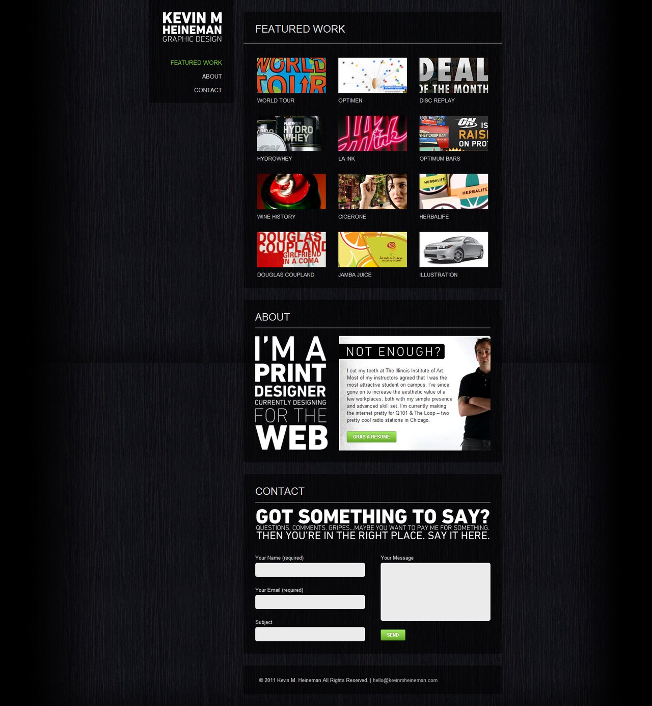 Kevin M. Heineman Website Screenshot