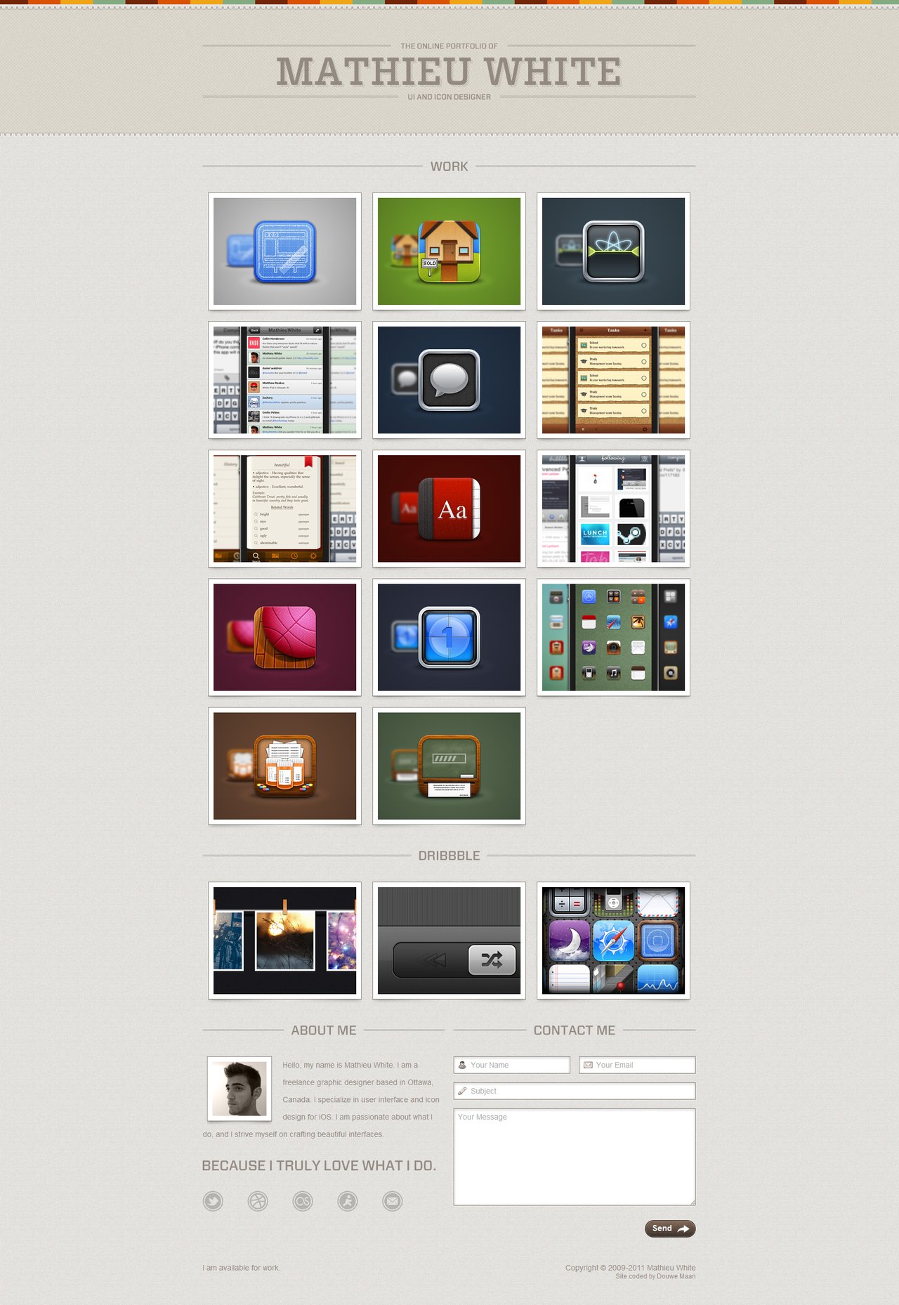 Mathieu White Website Screenshot