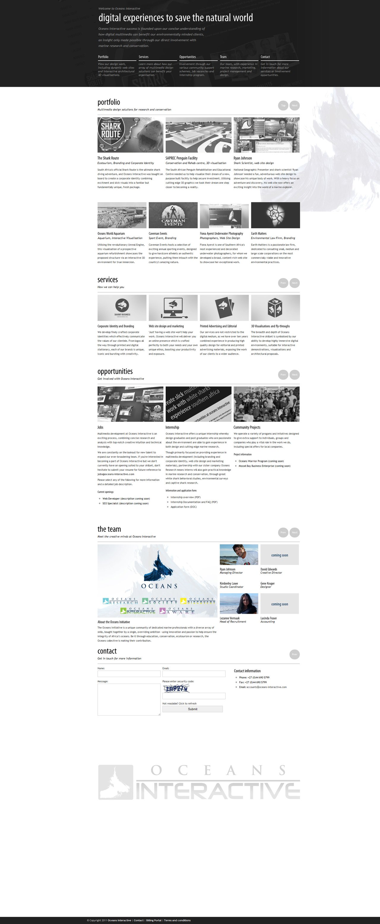 Oceans Interactive Website Screenshot