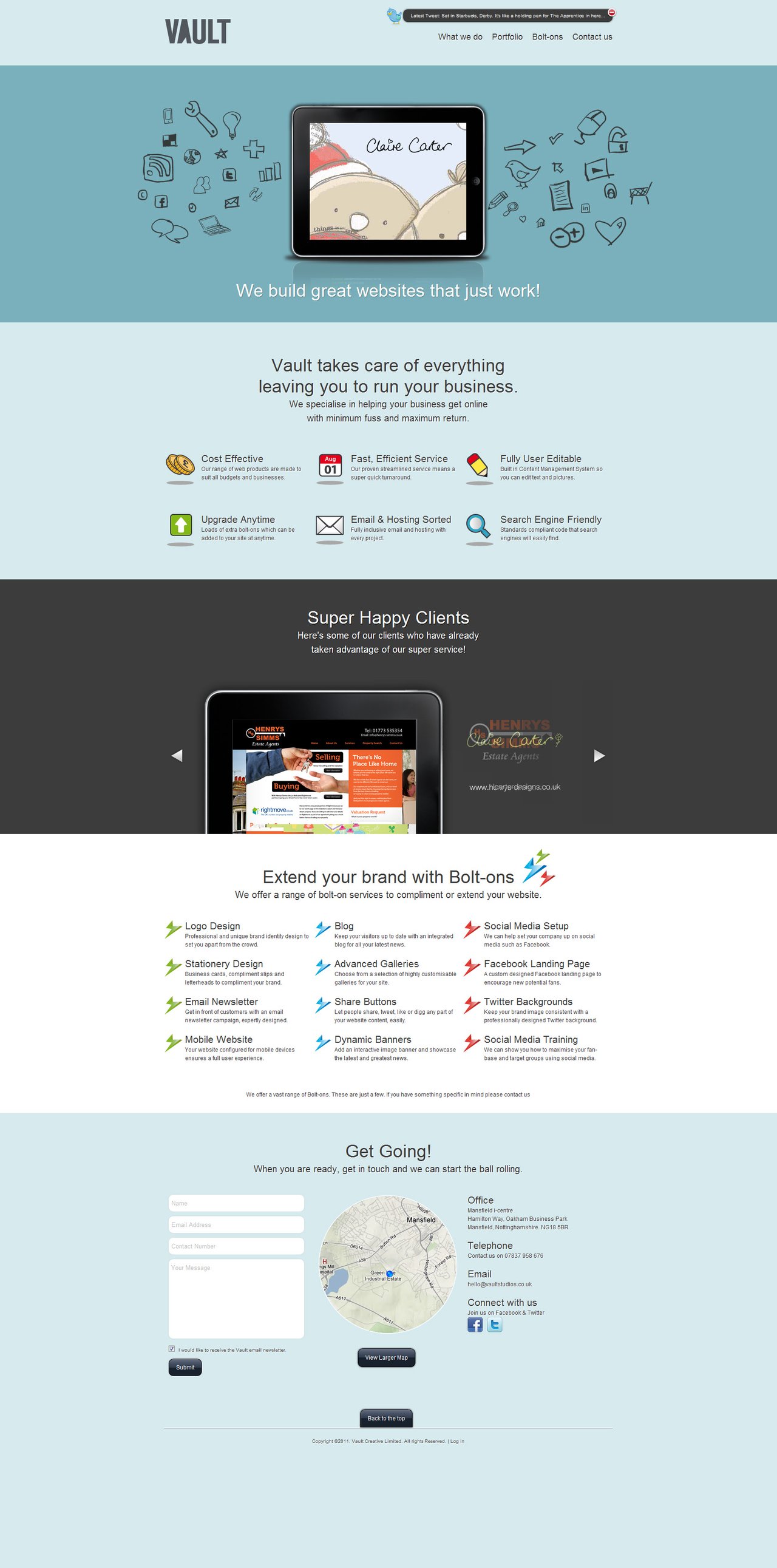 Vault Studios Website Screenshot