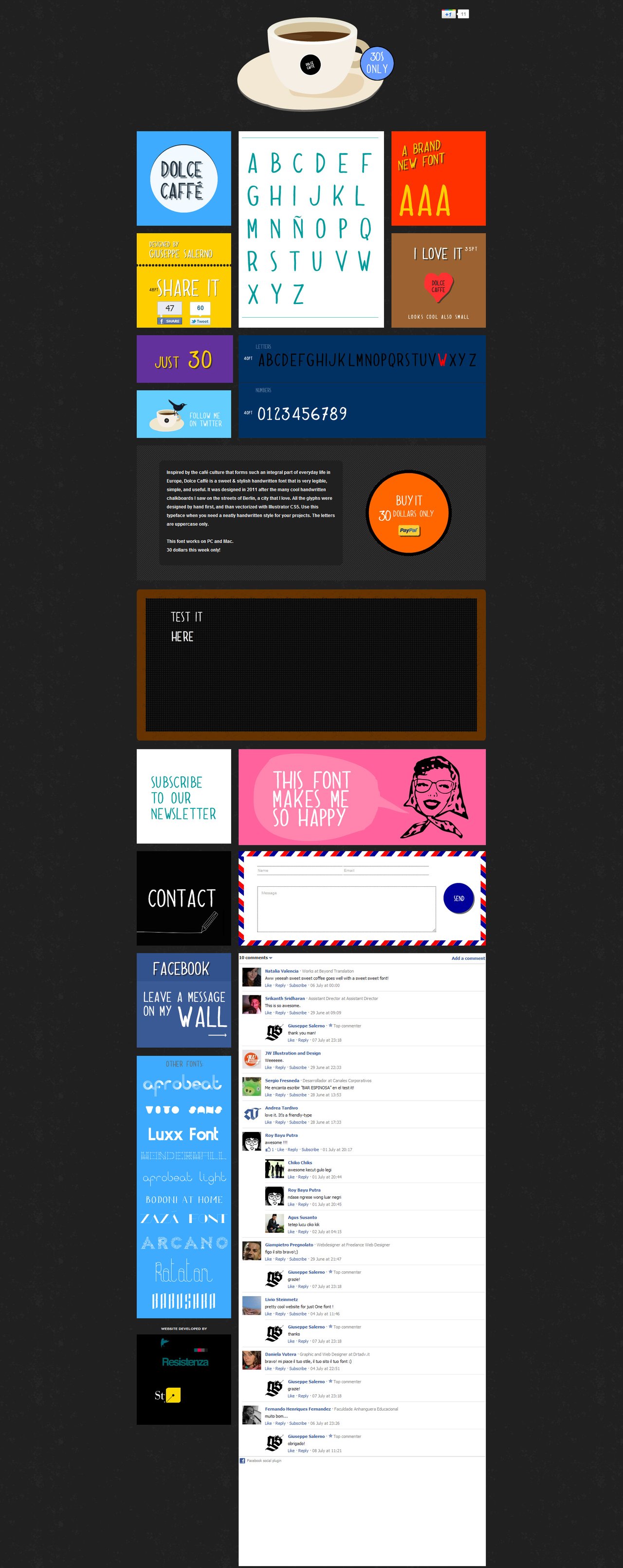 Dolce Caffè Font Website Screenshot