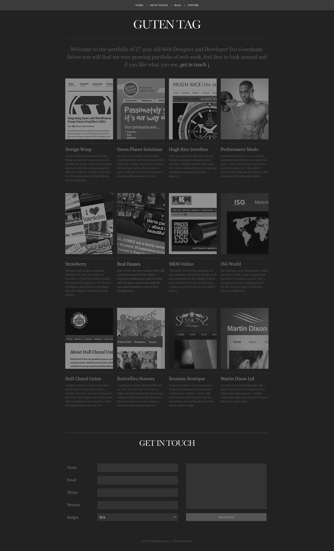 Stu Greenham Website Screenshot