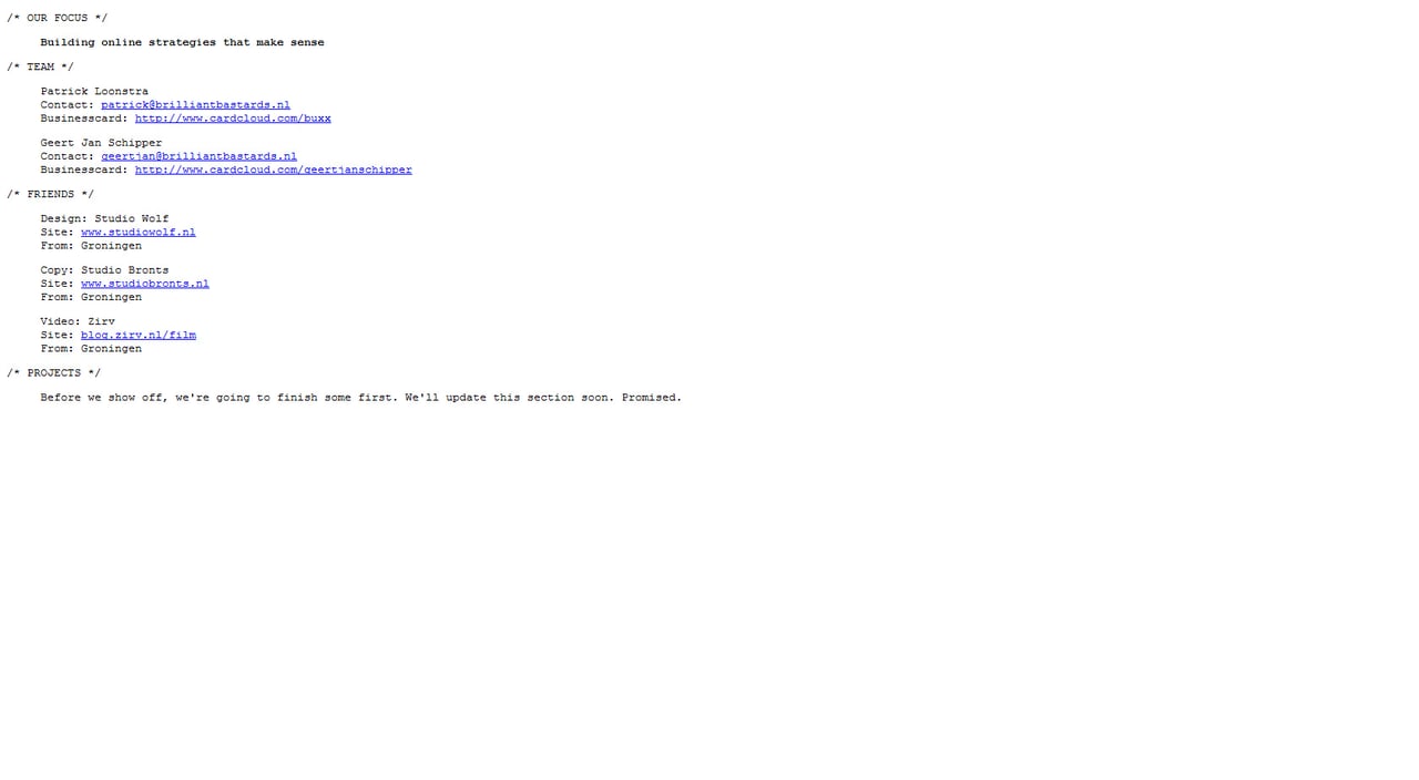 Brilliant Bastards Website Screenshot