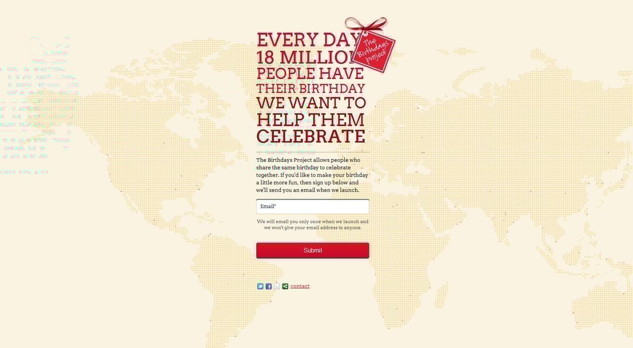 The Birthdays Project Website Screenshot