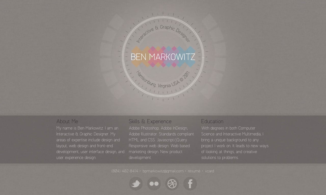 Ben Markowitz Website Screenshot