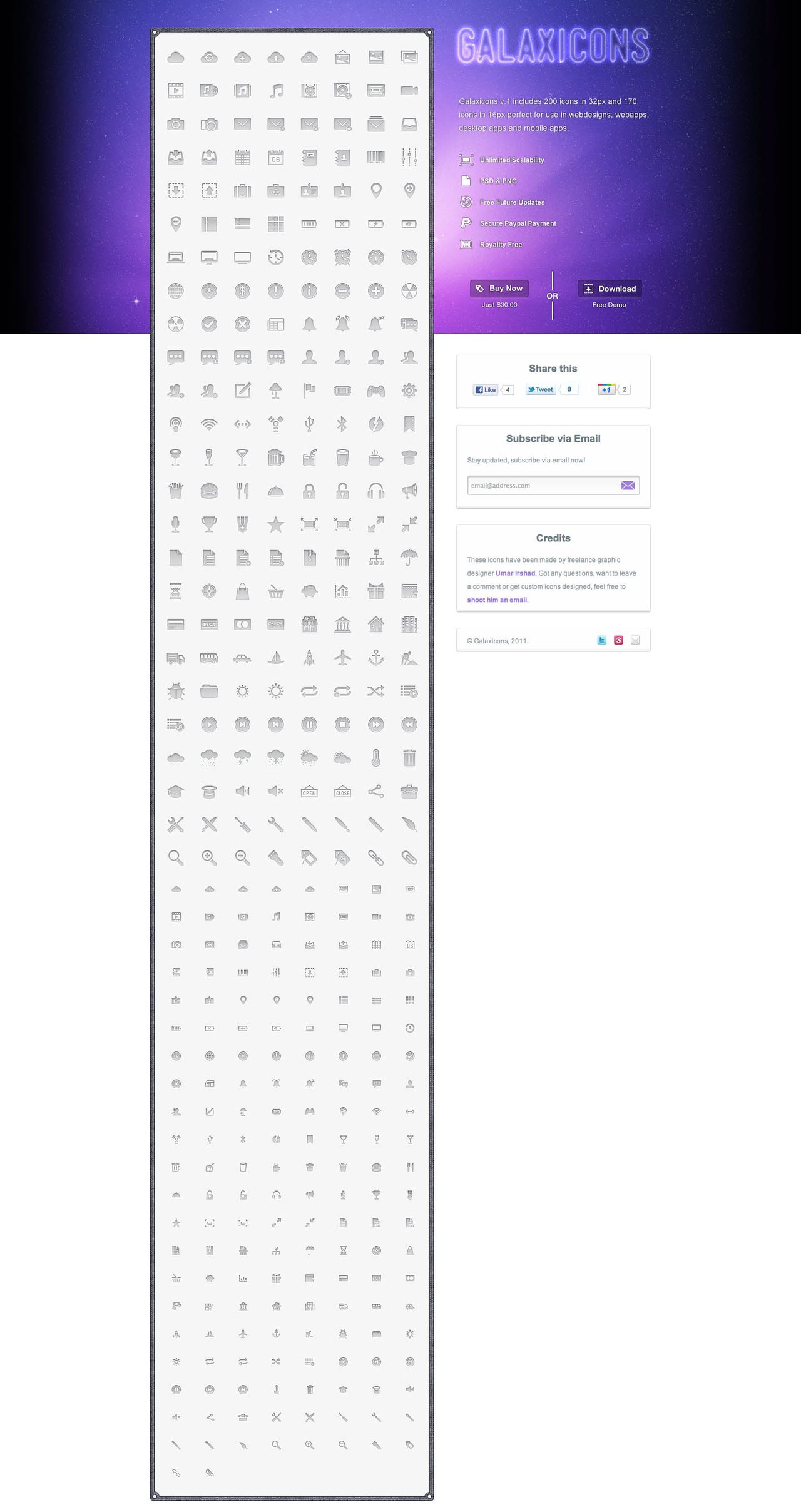 Galaxicons Website Screenshot