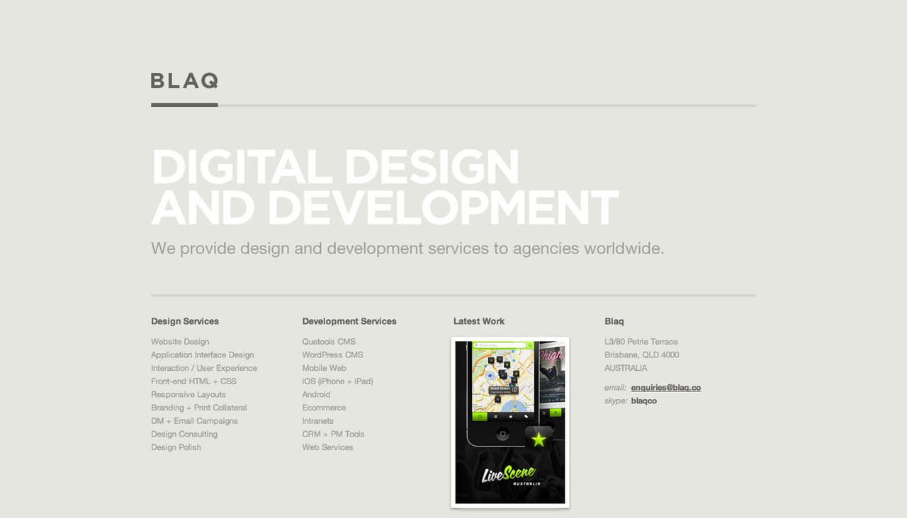 Blaq Website Screenshot