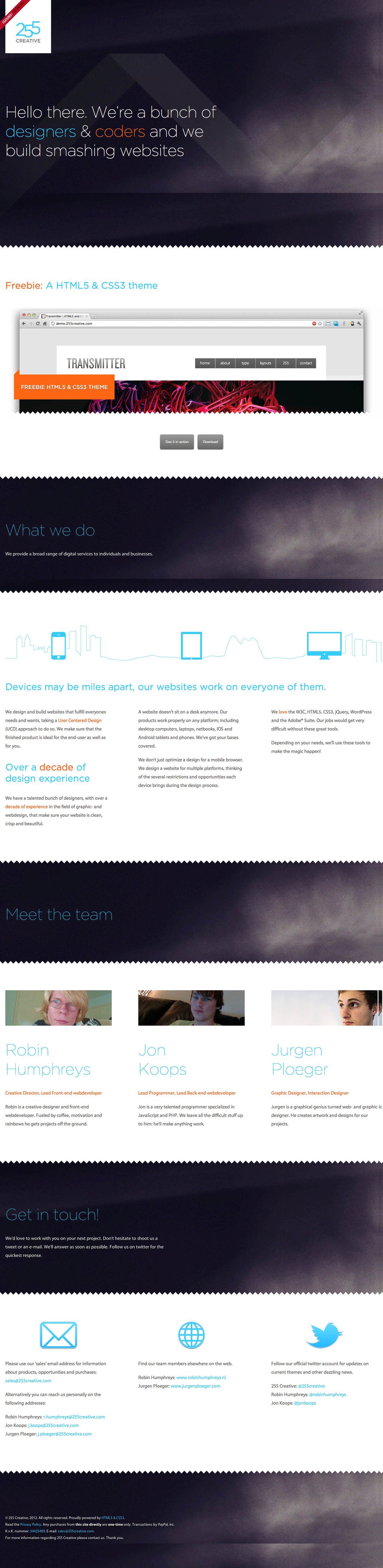 255 Creative Website Screenshot