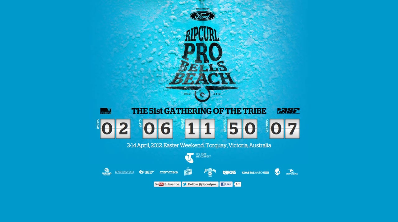 Rip Curl Pro 2012 – Bells Beach Website Screenshot