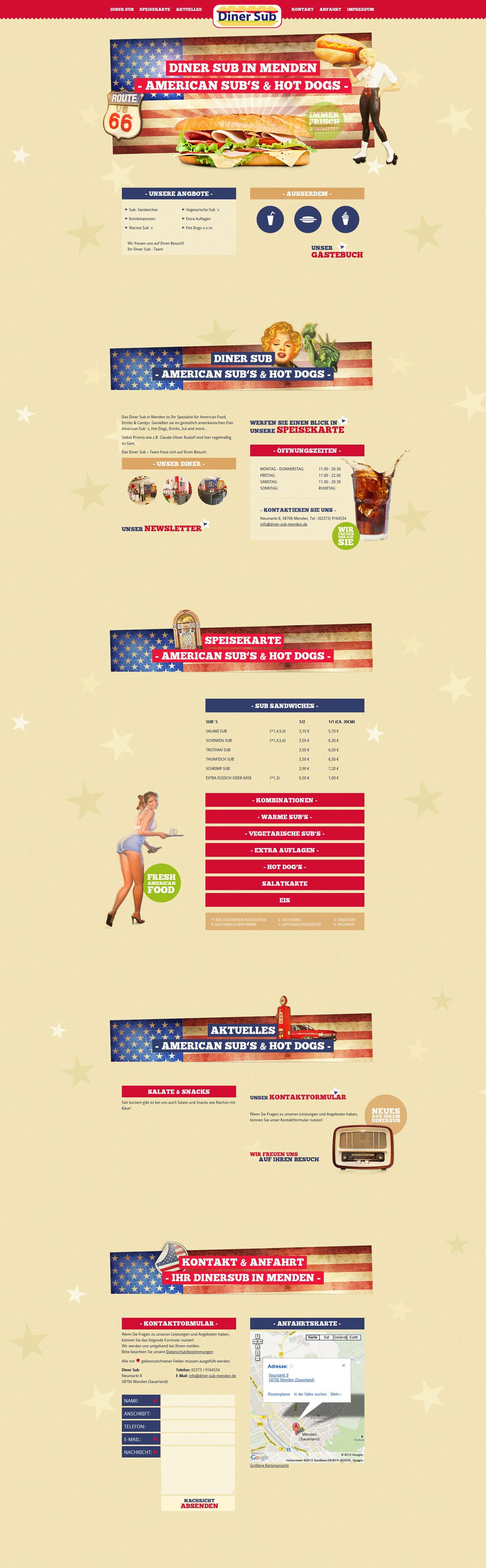 Diner Sub Website Screenshot