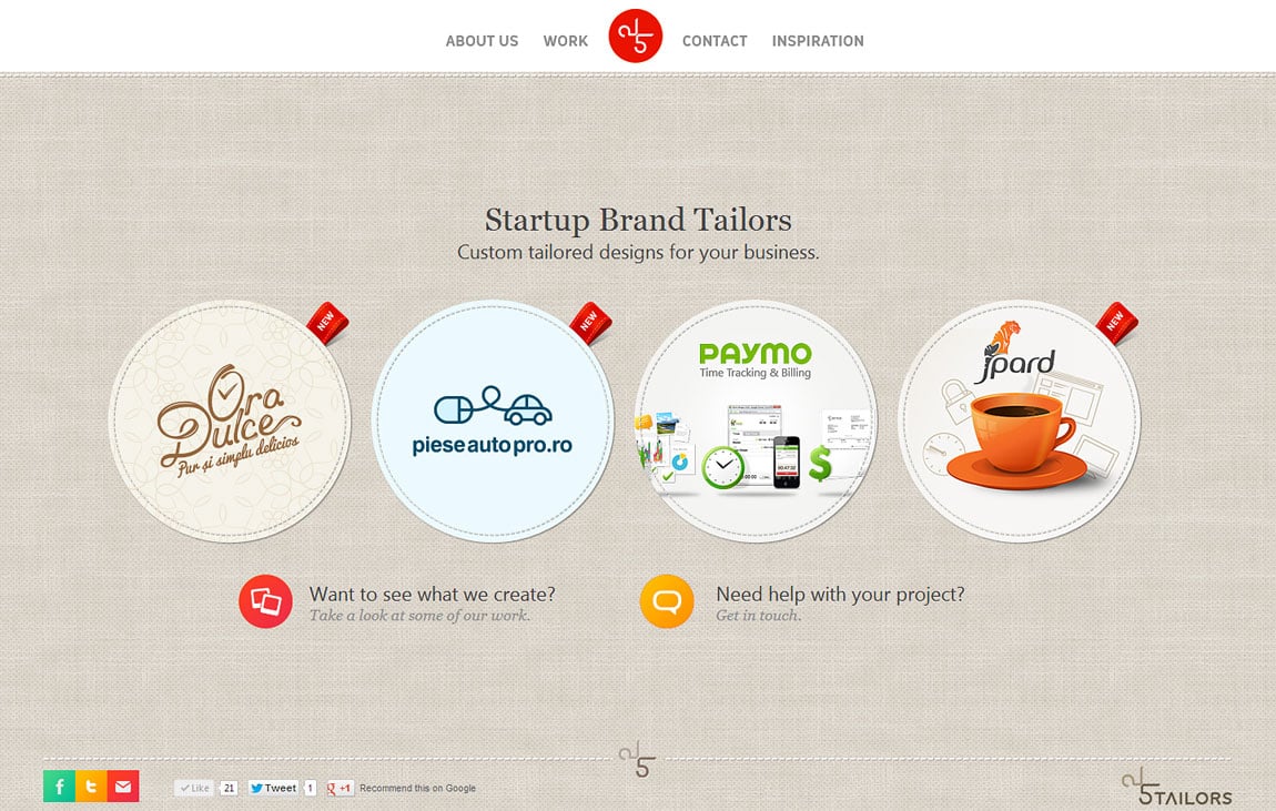 Five Tailors Website Screenshot
