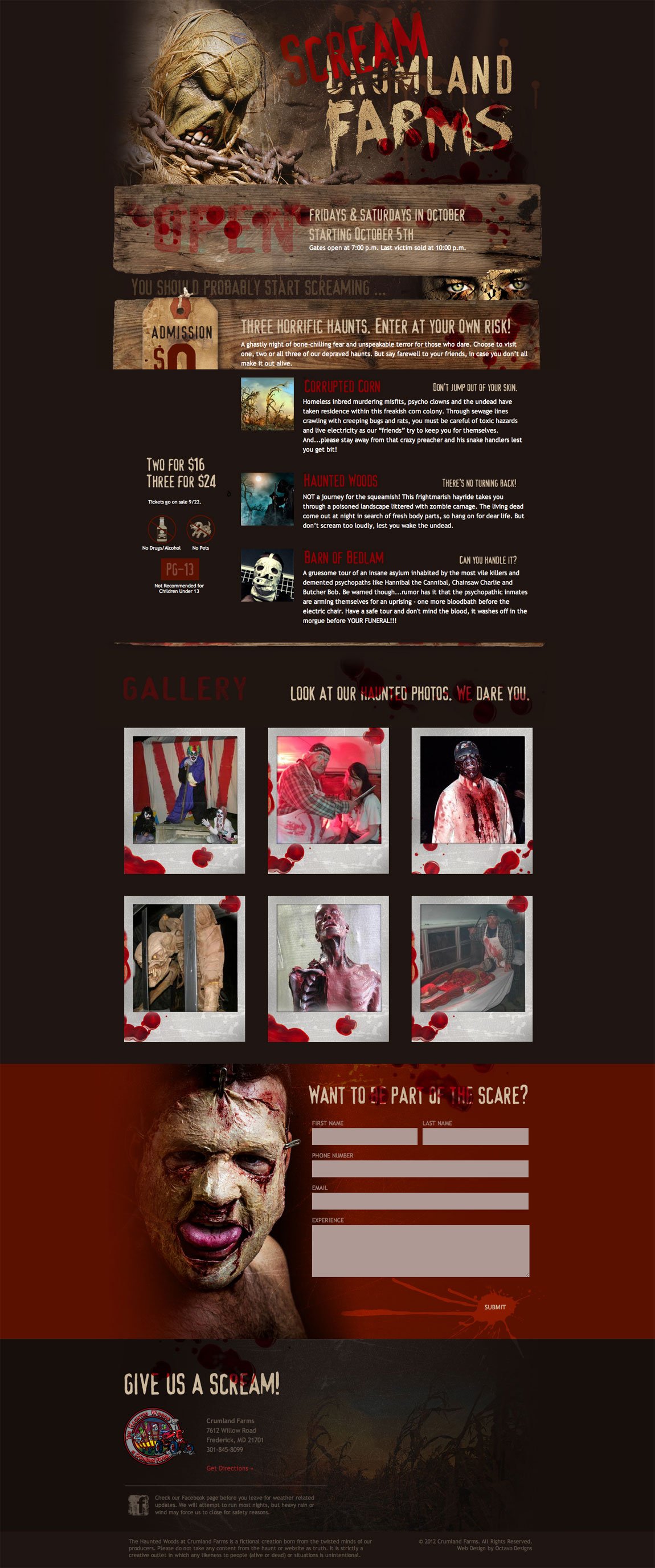 Screamland Farms Website Screenshot
