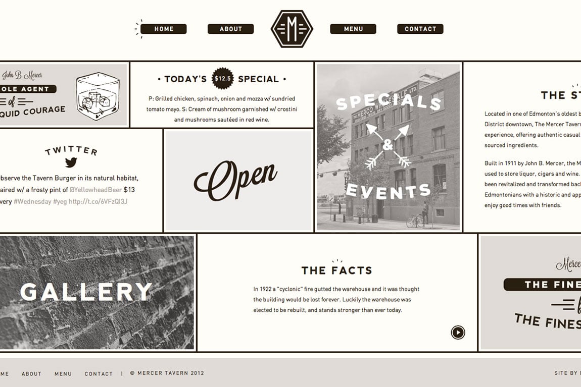 Mercer Tavern Website Screenshot