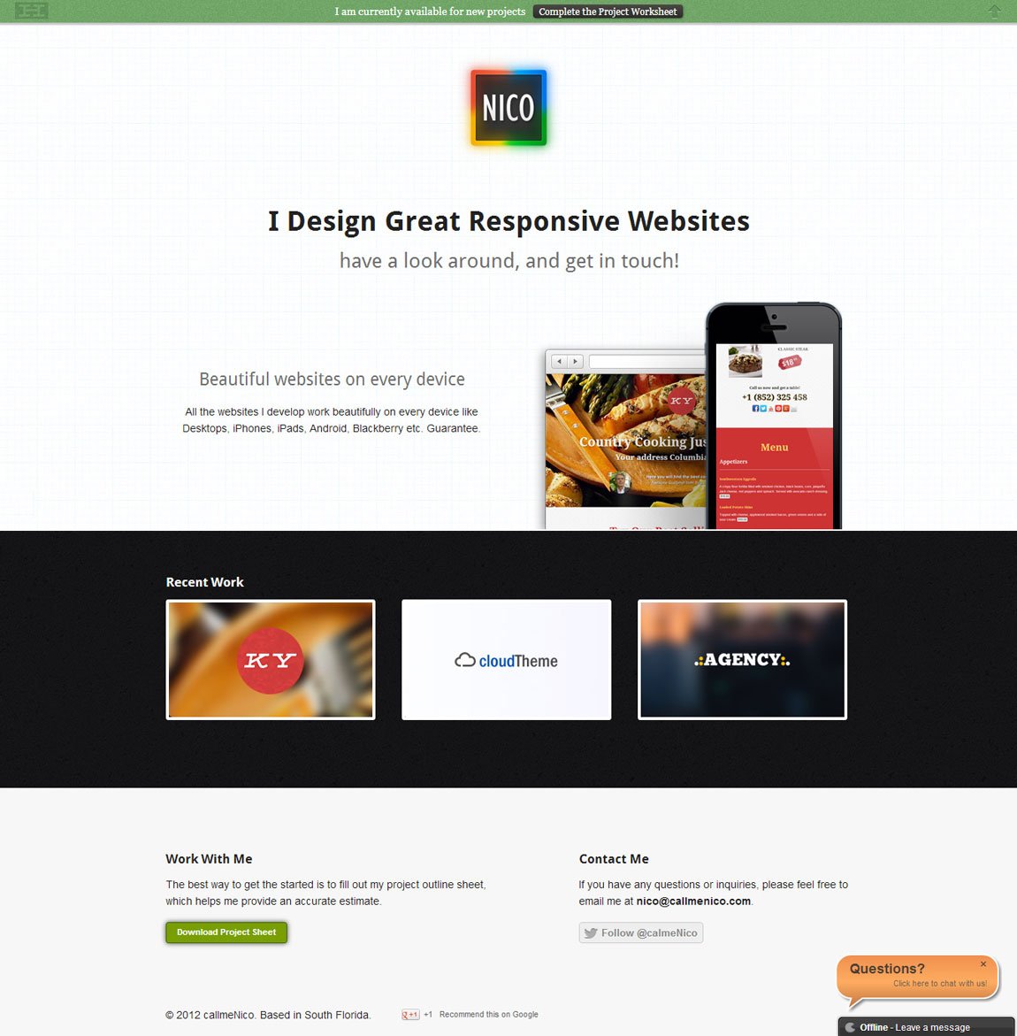 Callmenico Website Screenshot