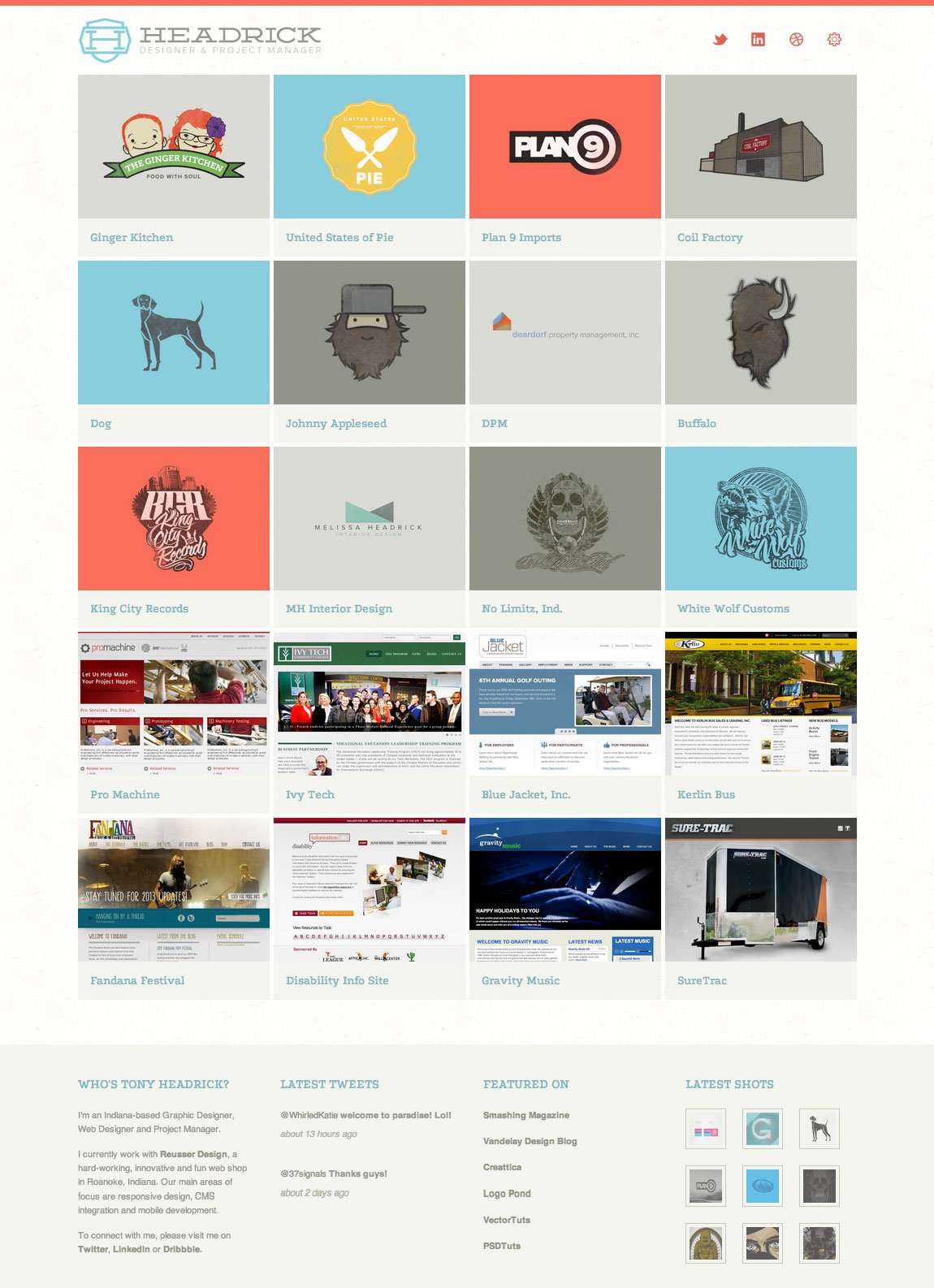 Tony Headrick Website Screenshot