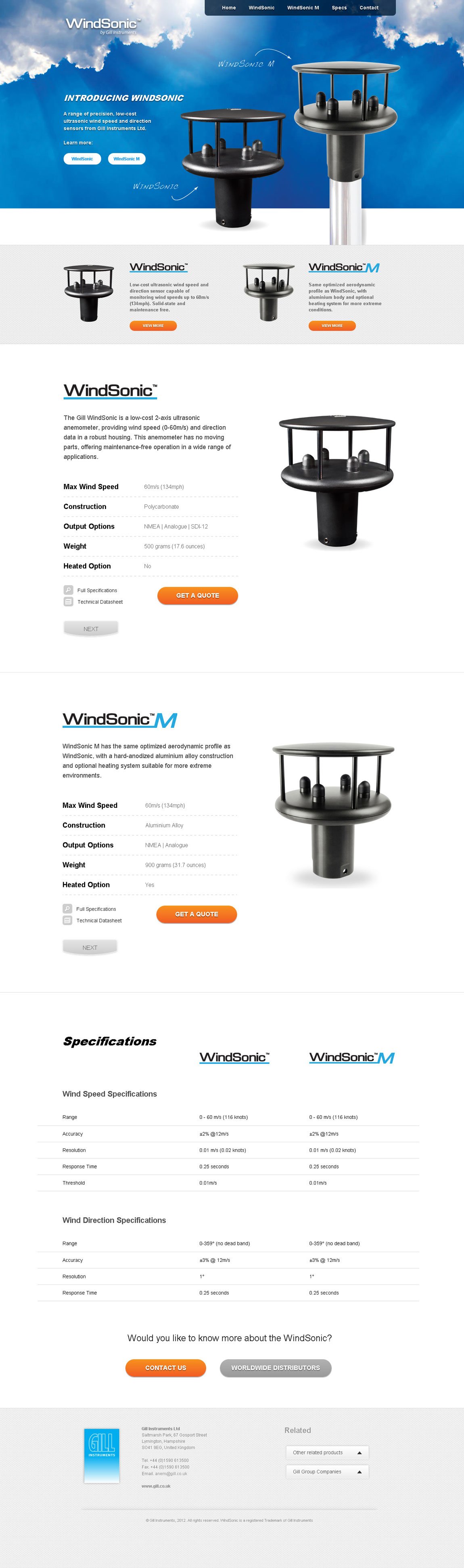 WindSonic Wind Sensor Website Screenshot