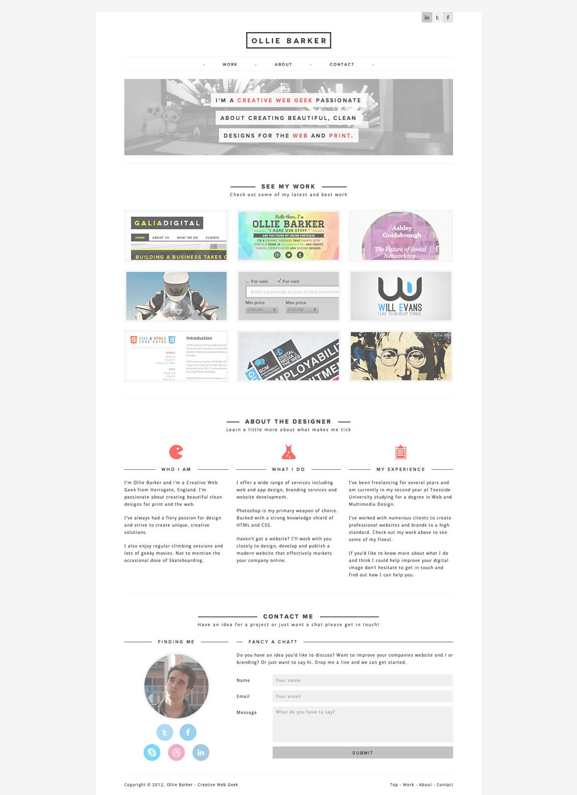 Ollie Barker Website Screenshot