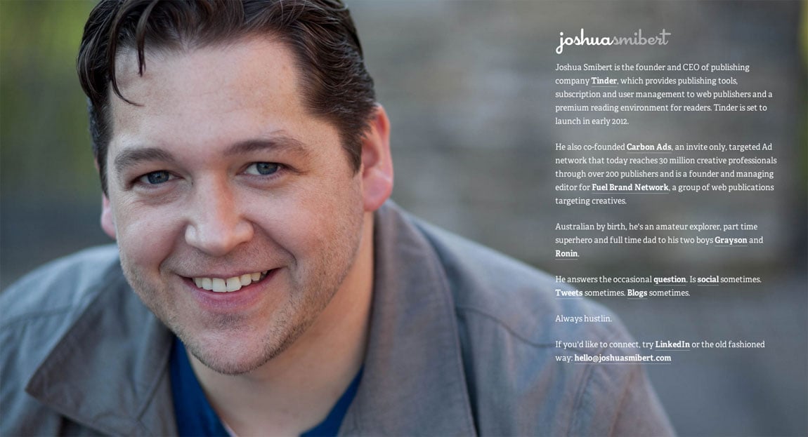 Joshua Smibert Website Screenshot