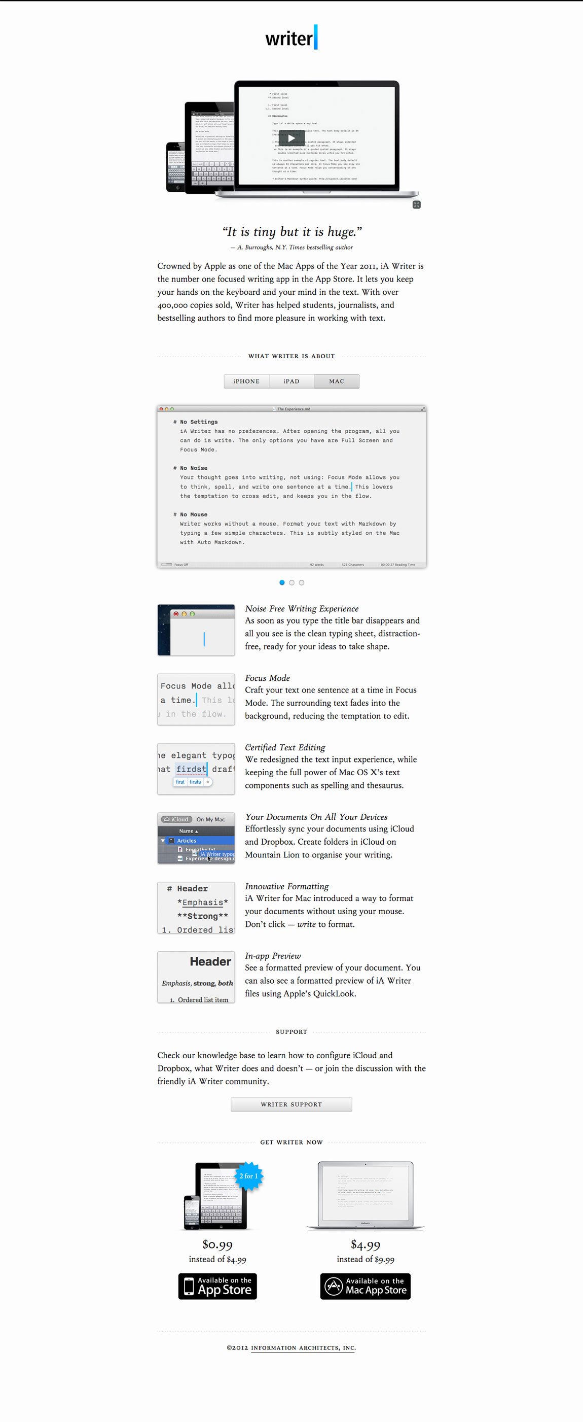 iA Writer Website Screenshot