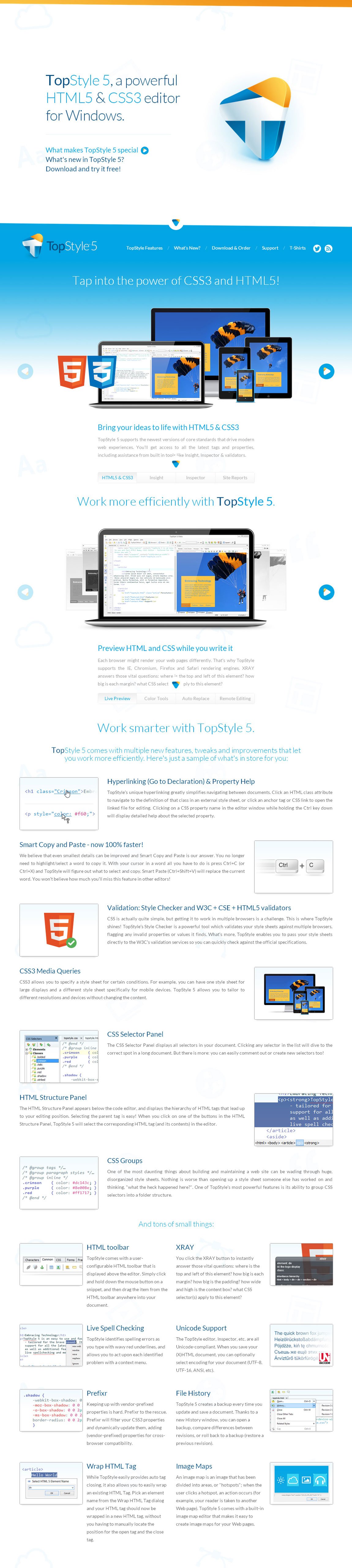 TopStyle 5 – HTML5 & CSS3 Editor Website Screenshot