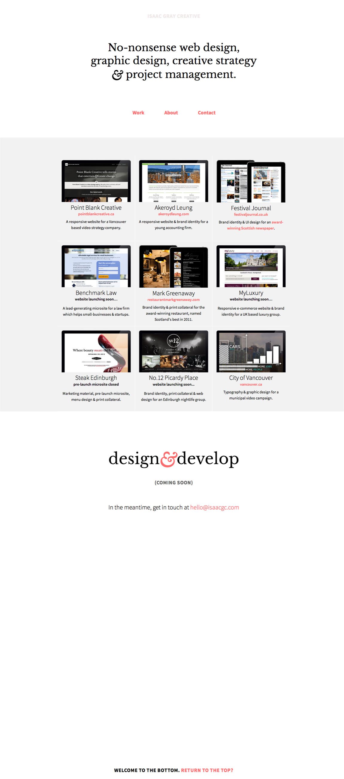 Isaac Gray Creative Website Screenshot