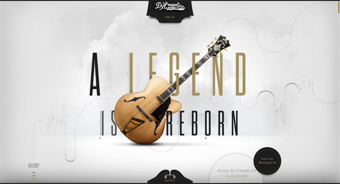 D’Angelico Guitars Website Screenshot