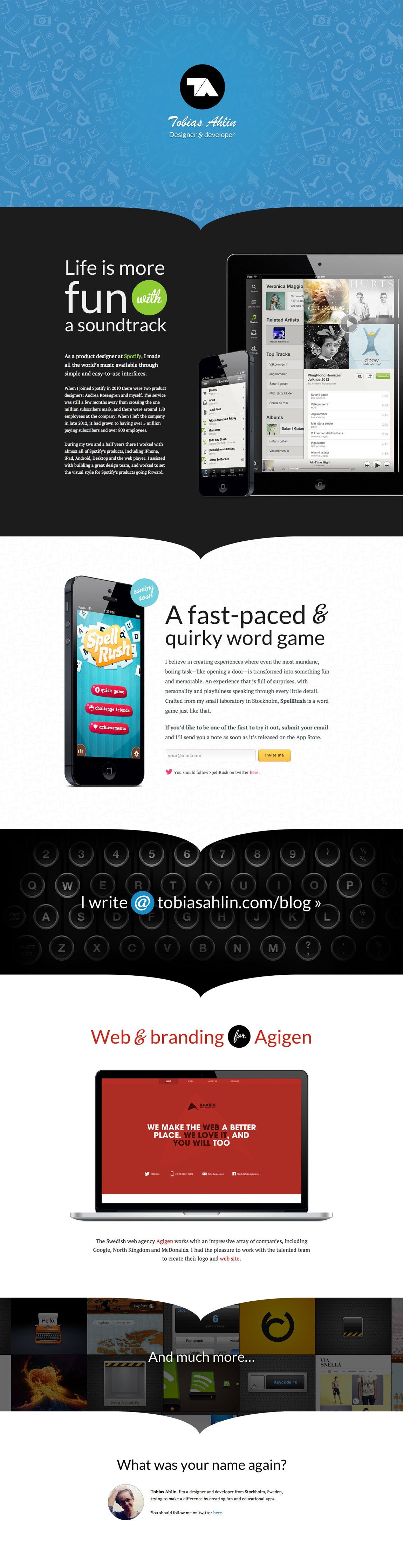 Tobias Ahlin Website Screenshot